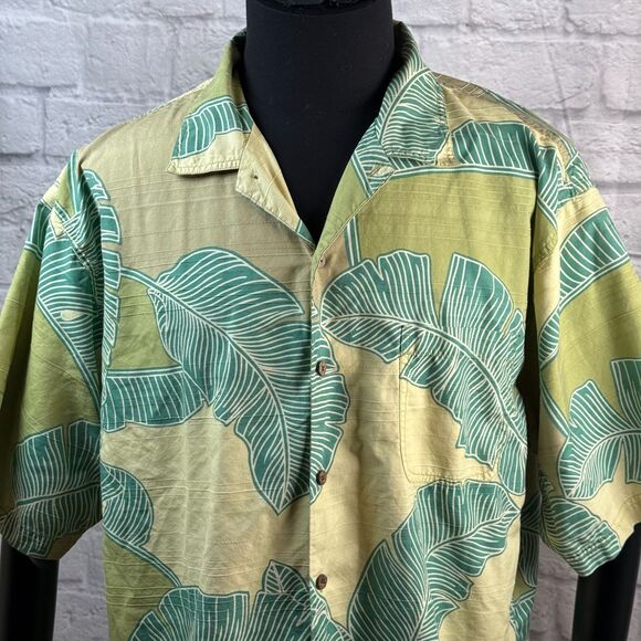Tommy Bahama Men's Silk Hawaiian Shirt XL Banana Heart Palm Tree Hawaii ALOHA - Picture 1 of 9
